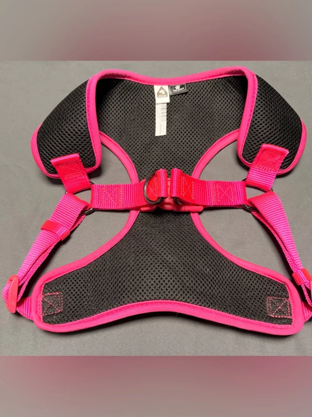 Mesh Dog Harness, Yellow Travel Bowl, Retractable leash and pink sweater